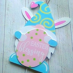 Easter  Gnomes Garden Stake 12 Inch - wood and Metal